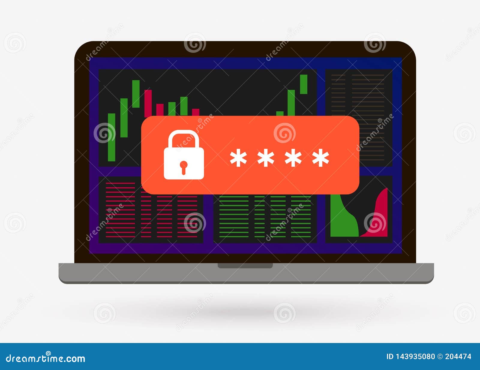 Lock Notification on Cryptocurrency Candlestick Stock Vector - Illustration  of platform, currency: 143935080