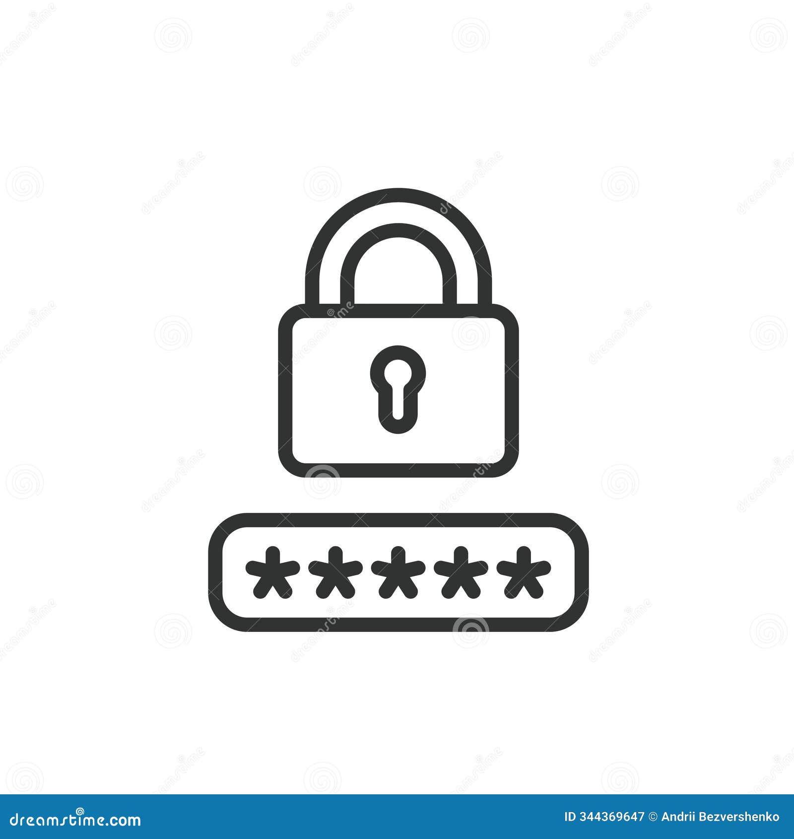 lock password, icon in line . lock, password, security, protection, authentication, access, encryption on white