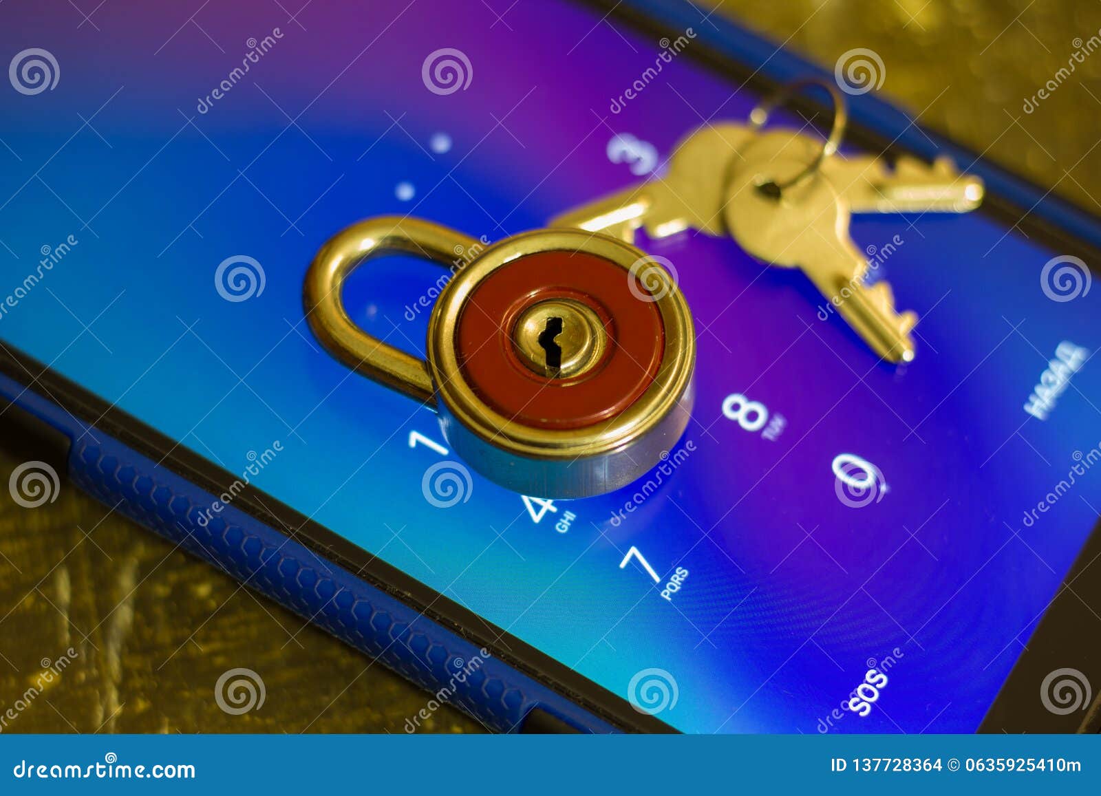 Lock the phone. stock photo. Image of network, data 137728364