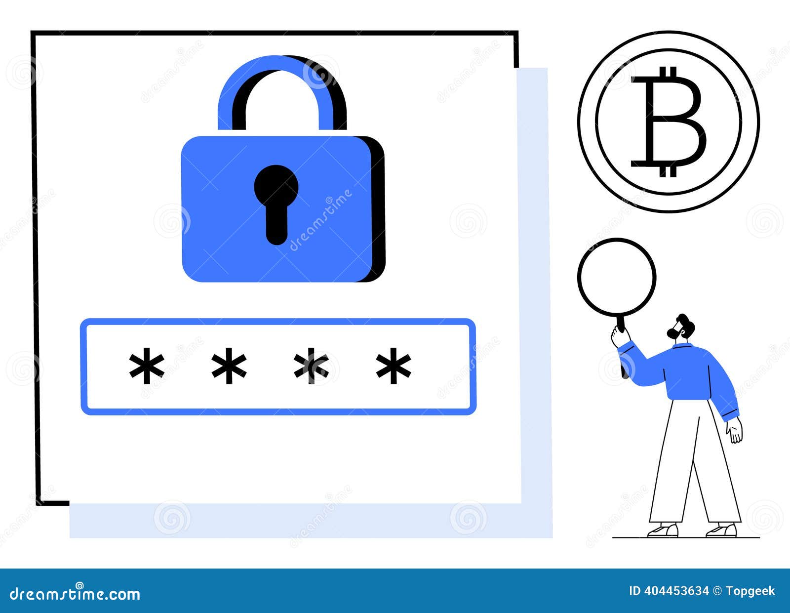 Security Lock and Password Concept with Cryptocurrency and User Interaction  Elements Stock Vector - Illustration of code, access: 404453634