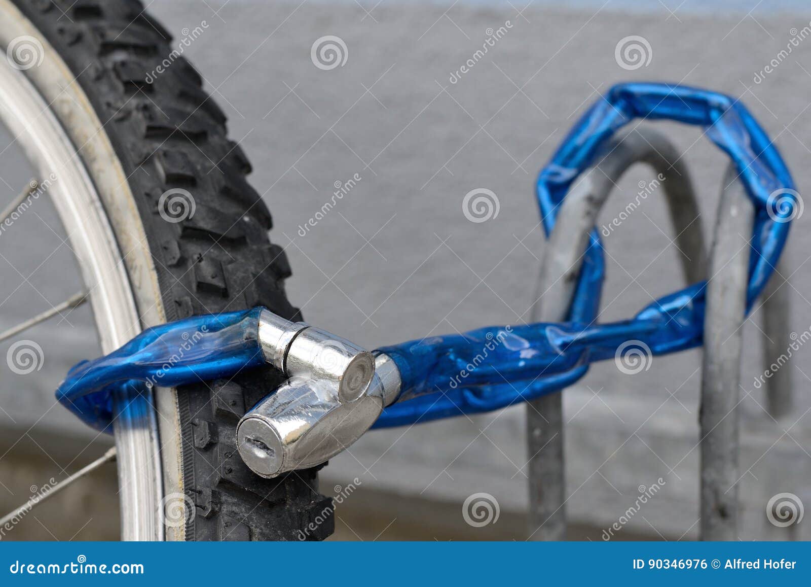 Locked bicycle closeup stock photo. Image of closed 90346976