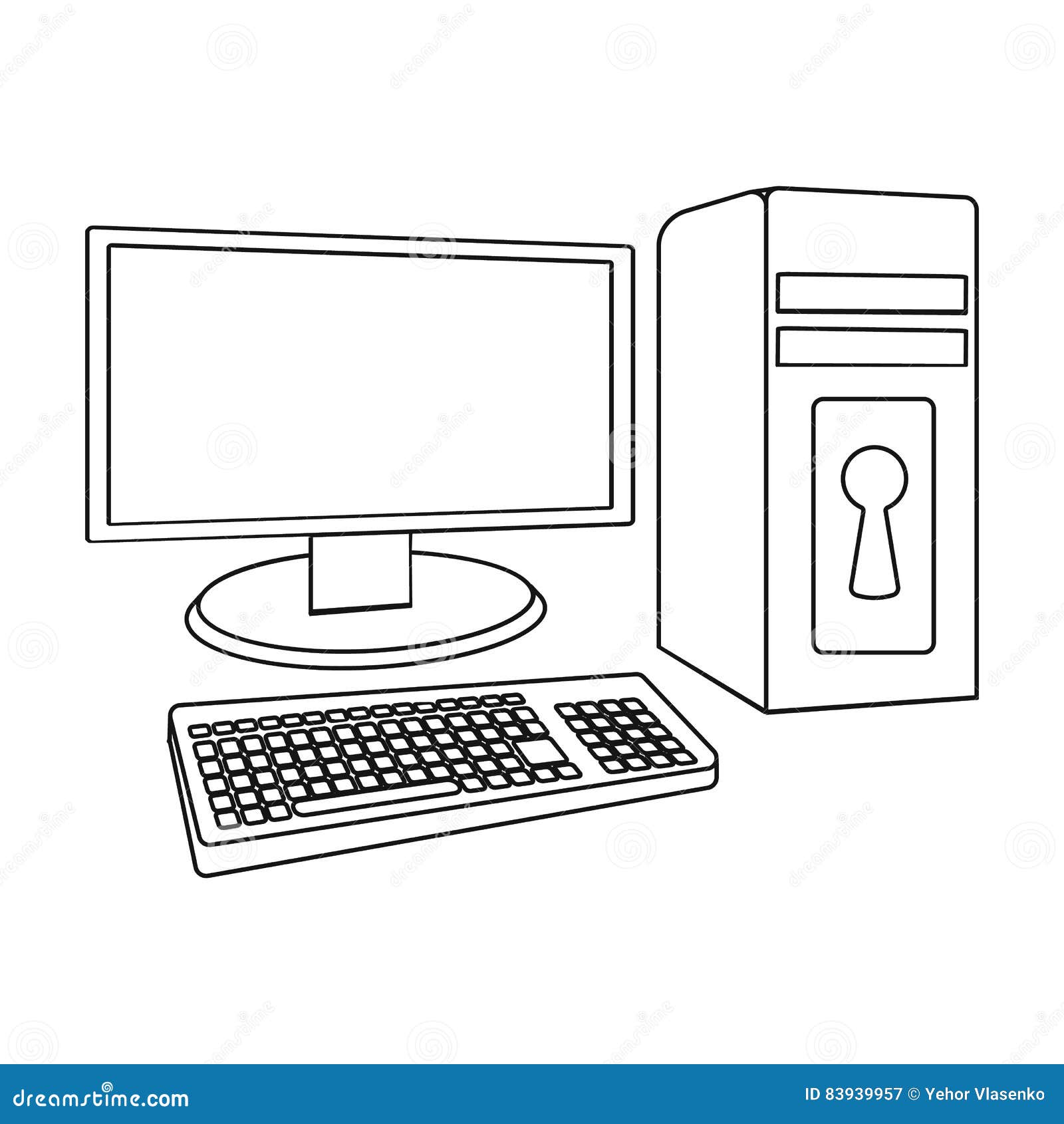 Locked Computer Icon in Outline Style Isolated on White Background ...
