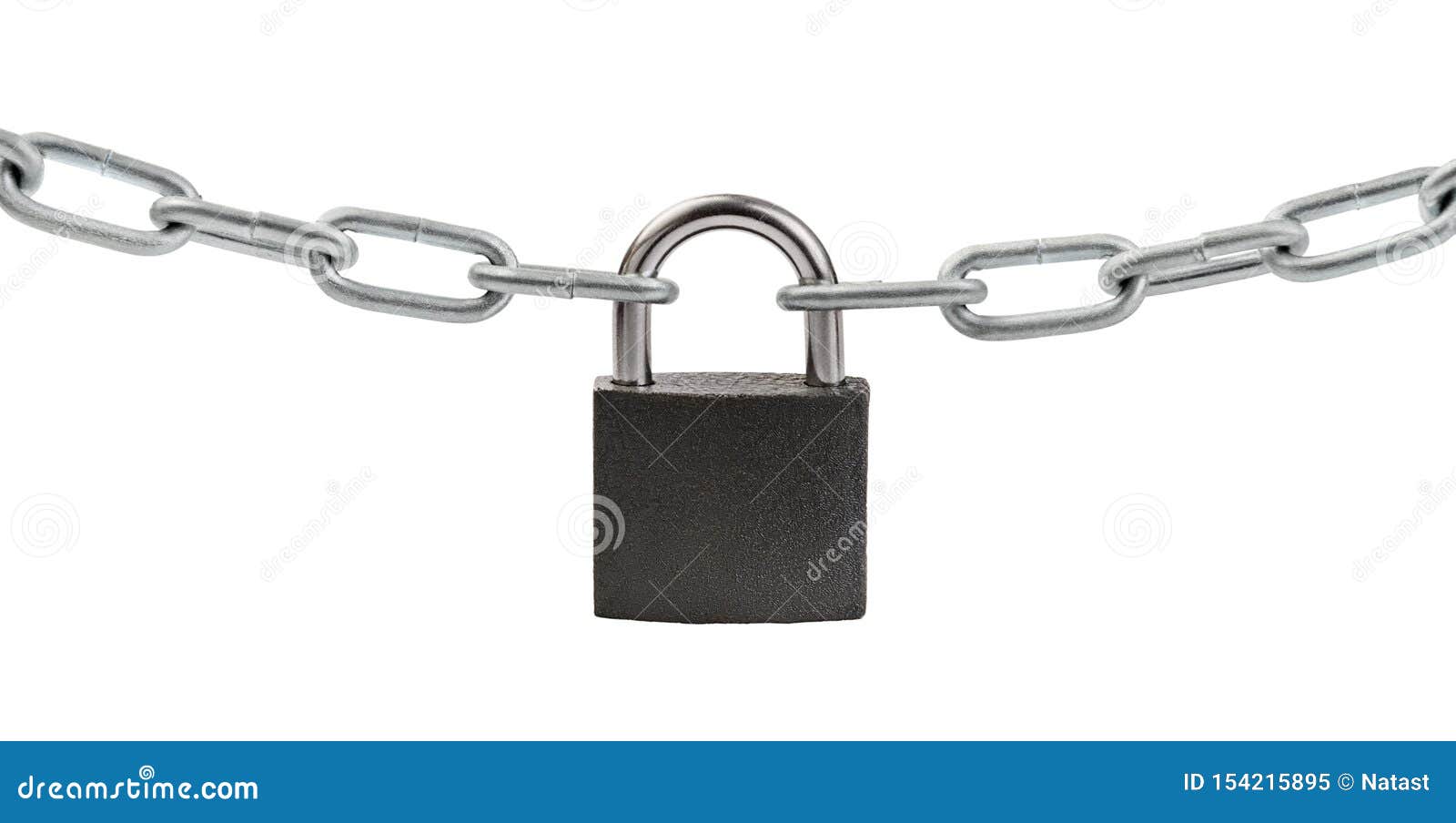 Locked Padlock on Metal Chain on White Stock Image Image of