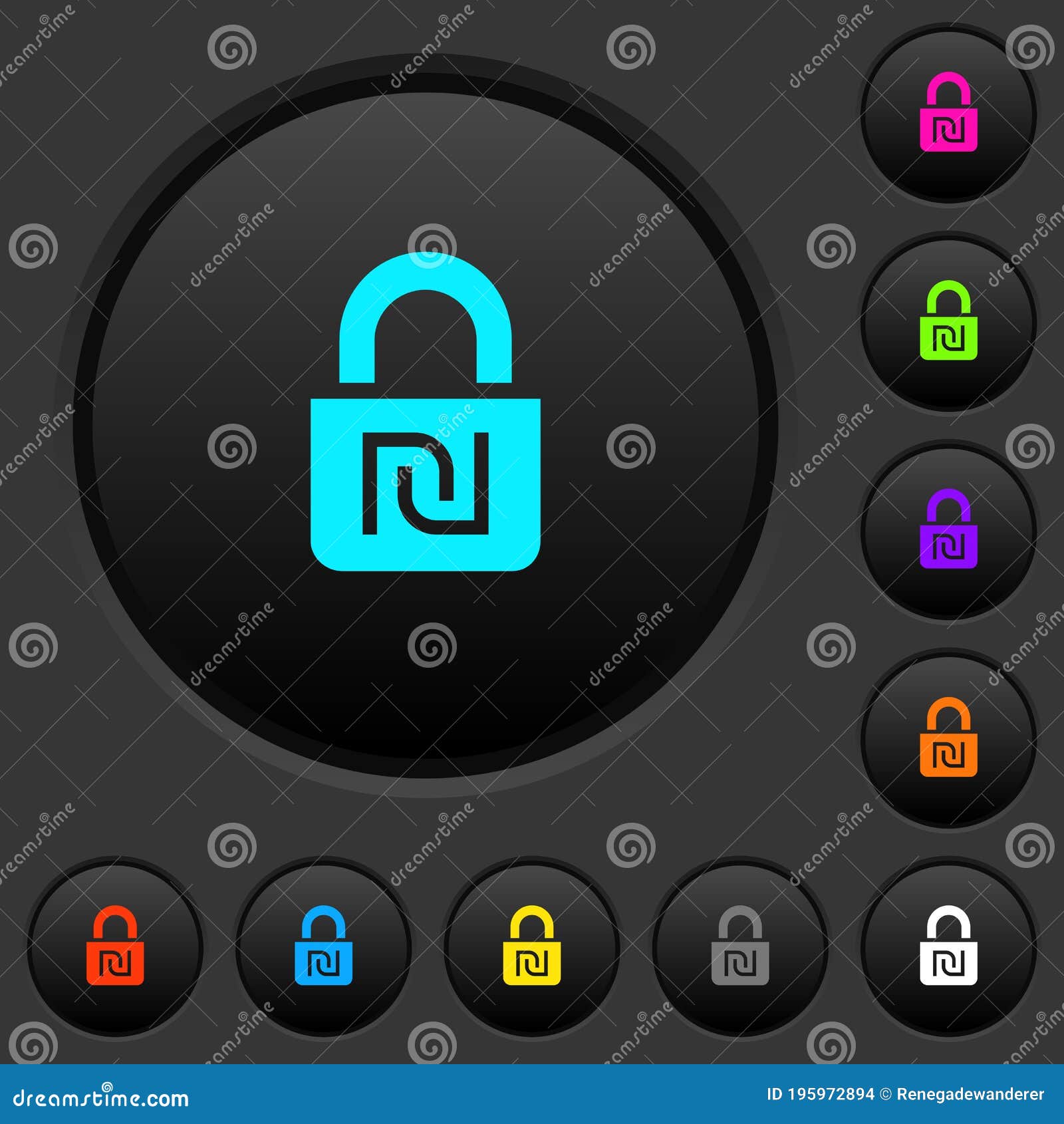 locked shekels dark push buttons with color icons