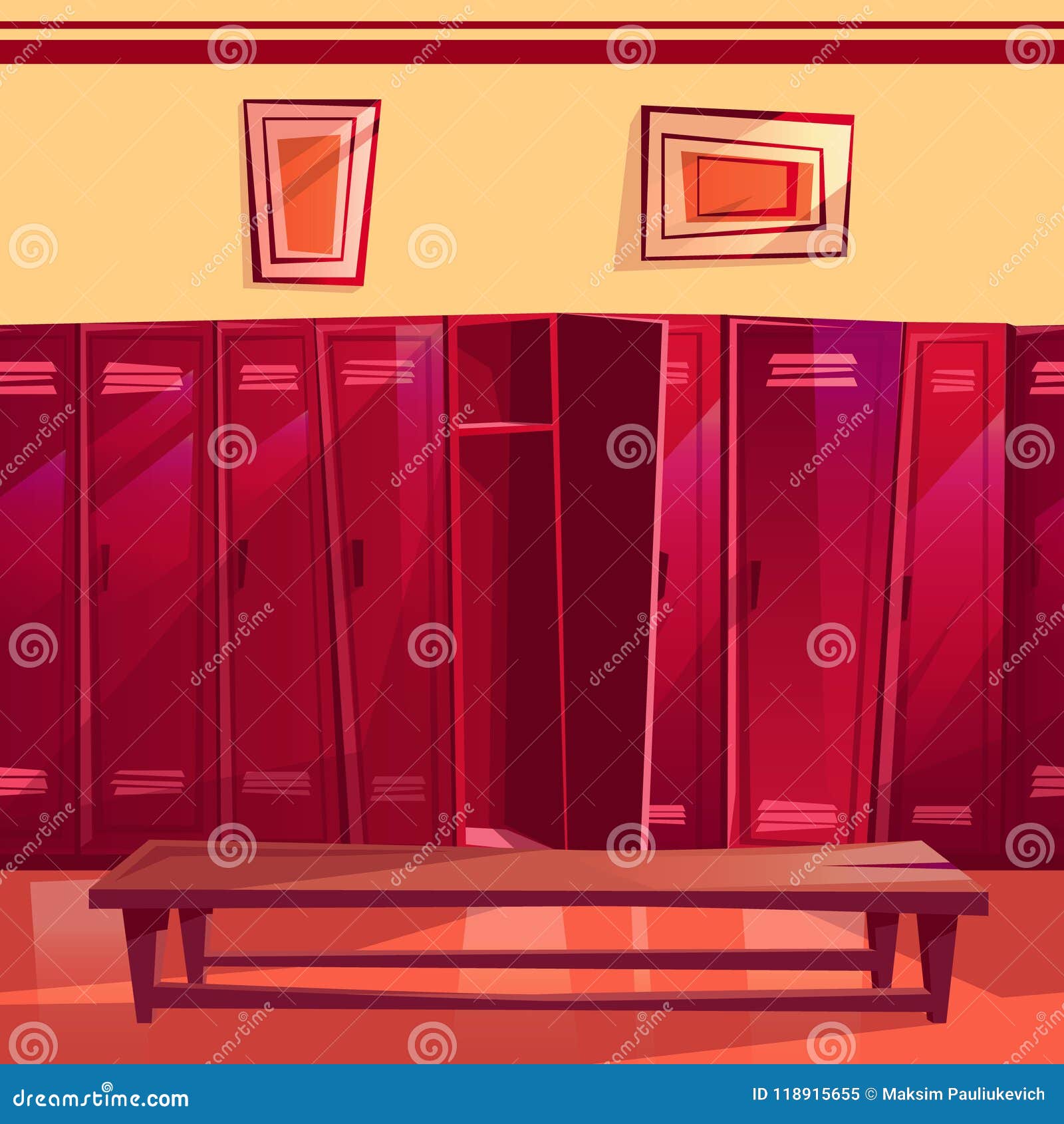 Locker Room Gym Seamless Vector Illustration Stock Vector