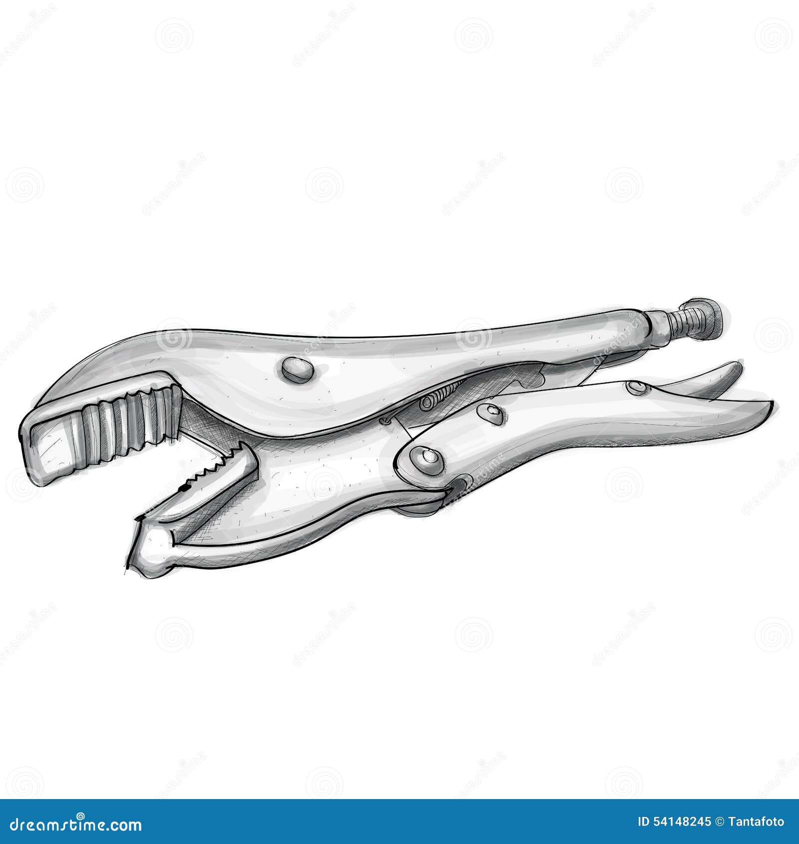 Locking pliers hand drawn stock vector. Illustration of tool 54148245