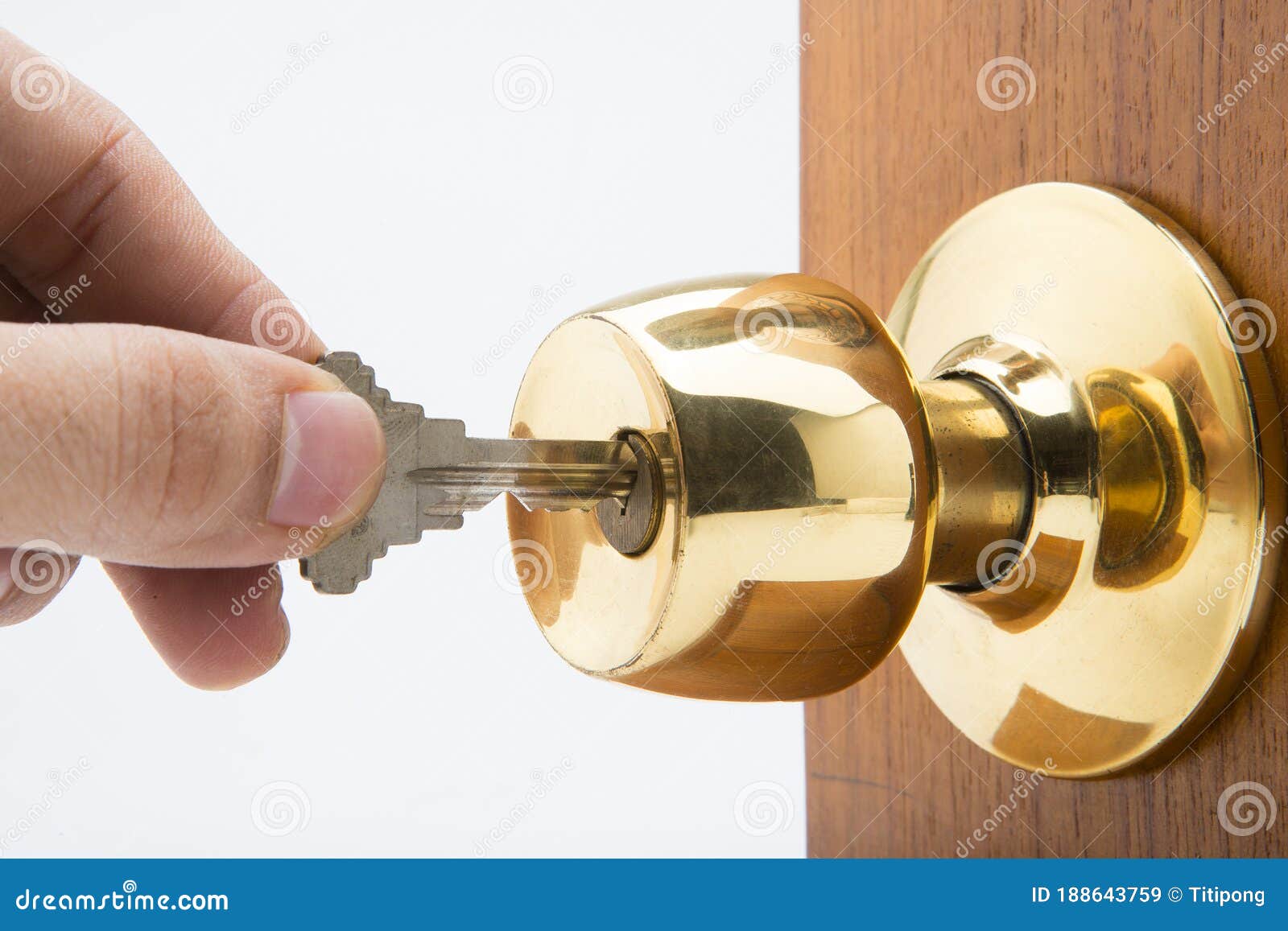 Locking Up Or Unlocking Door With Key In Hand Stock Image Image of