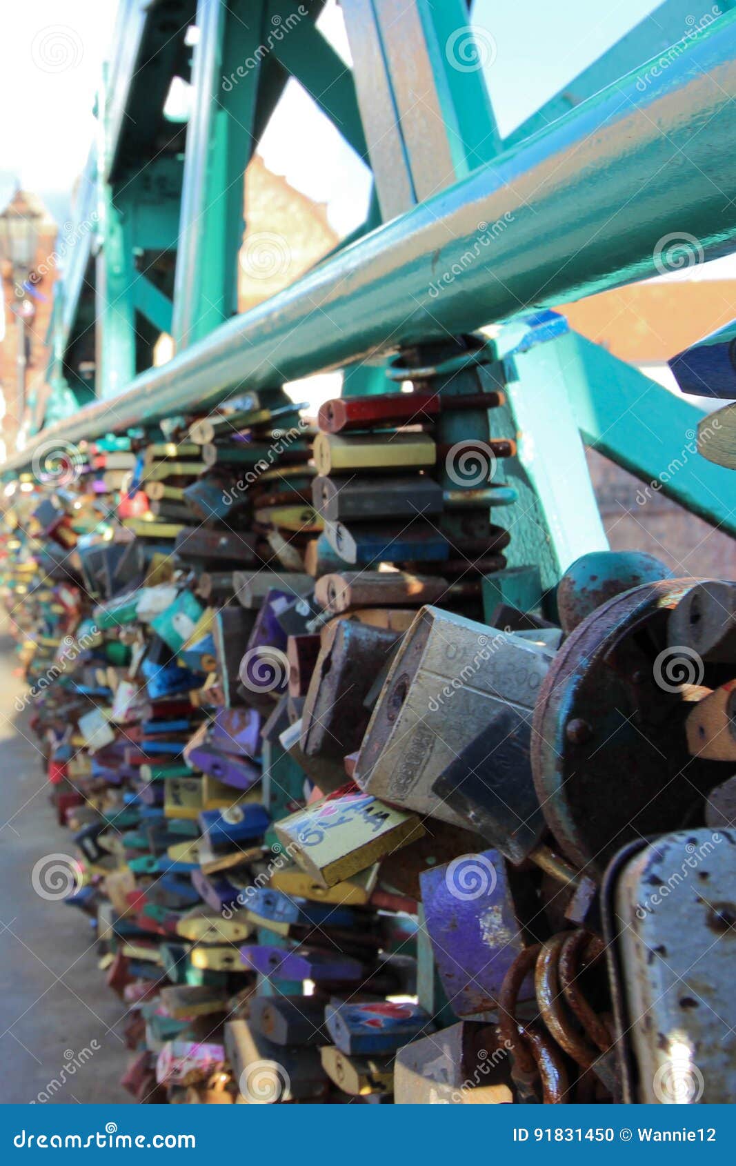 Locks on a bridge editorial image. Image of travel, water 91831450