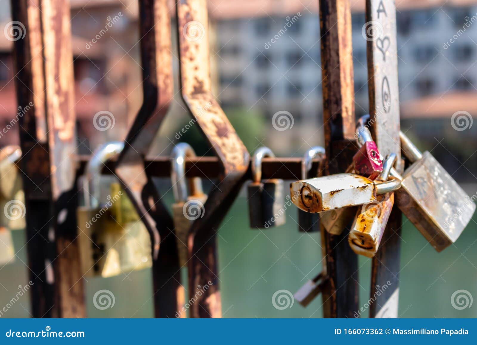 Locks Closed on the Railing of a Bridge Stock Photo Image of colorful