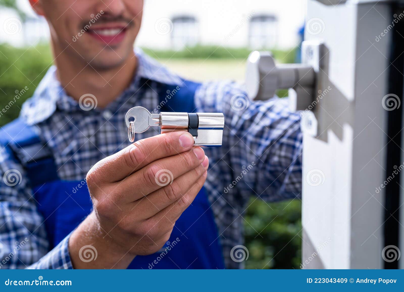 Locksmith Lock Door Repair. Worker Changing Stock Image Image of