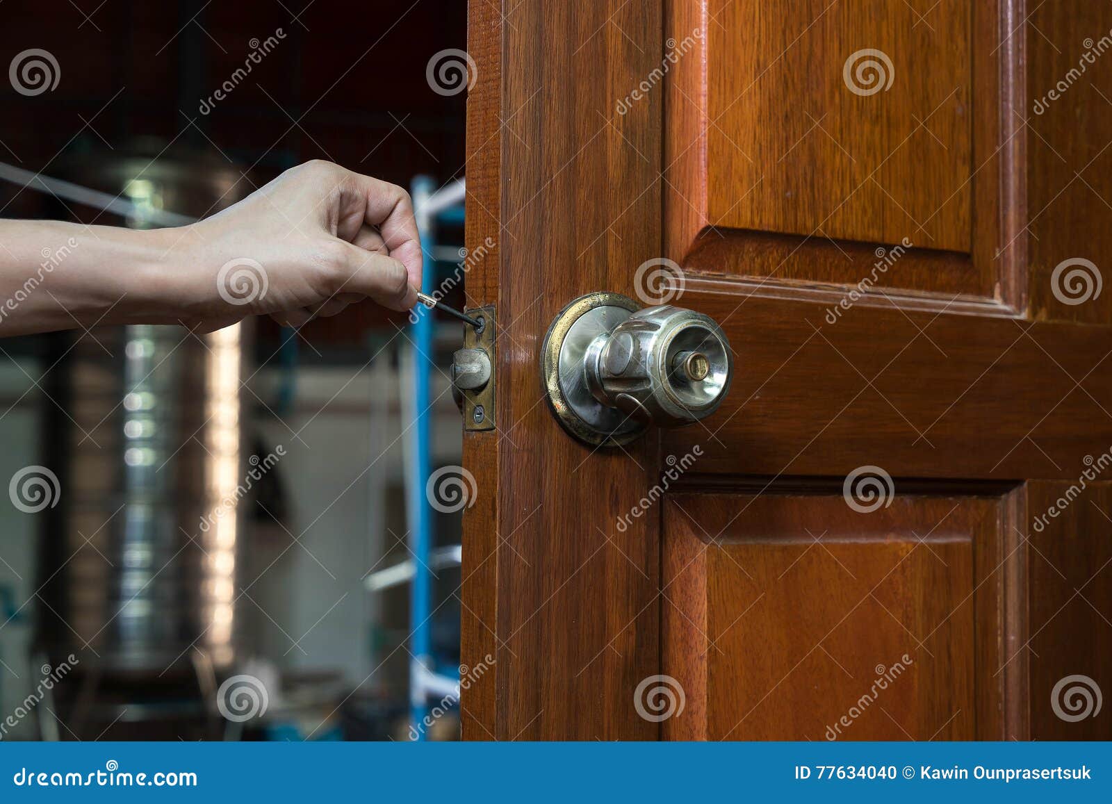 Locksmith for Repair Lockpicker Stock Photo Image of repairing