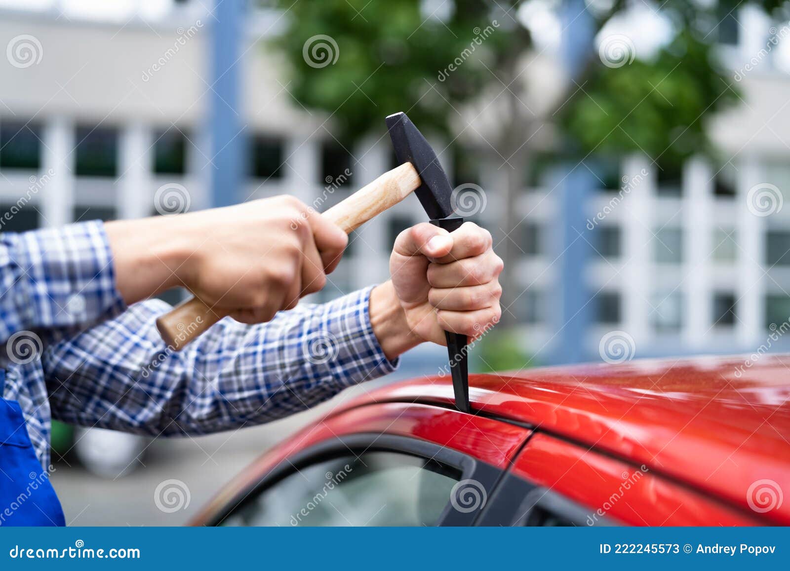 Locksmith Using Wedge Tool To Open Locked Door Stock Image Image of outdoors, disassembly