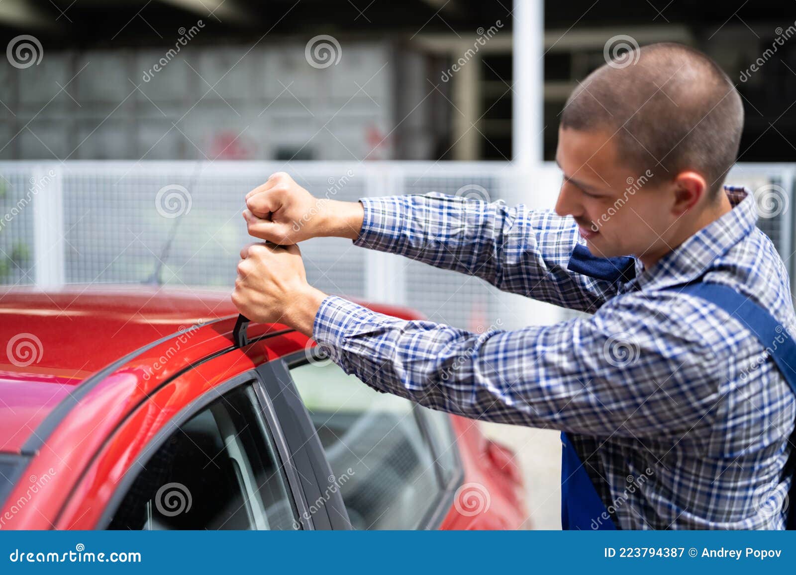 Locksmith Using Wedge Tool To Open Locked Door Stock Image Image of crime, handle 223794387