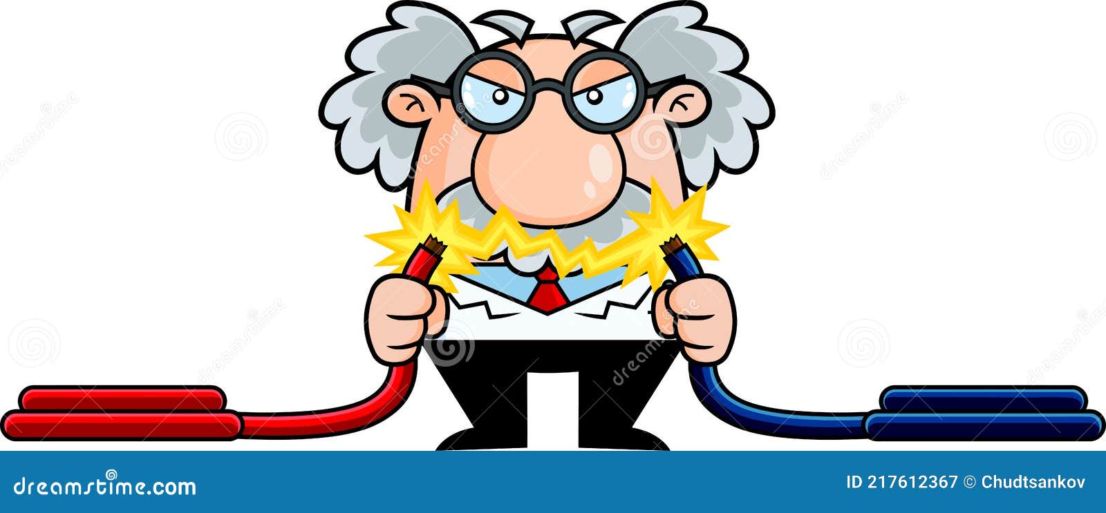 Loco Profesor De Ciencias Personaje De Dibujos Animados Sosteniendo Cables  Eléctricos Con Chispa De Electricidad Ilustración del Vector - Ilustración  de genio, humano: 217612367