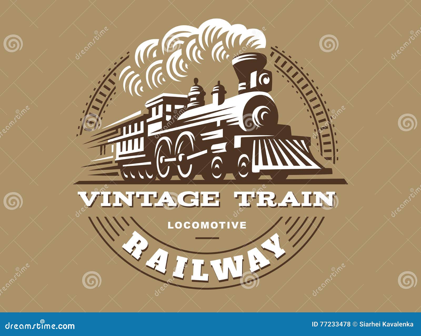 locomotive logo , vintage style emblem