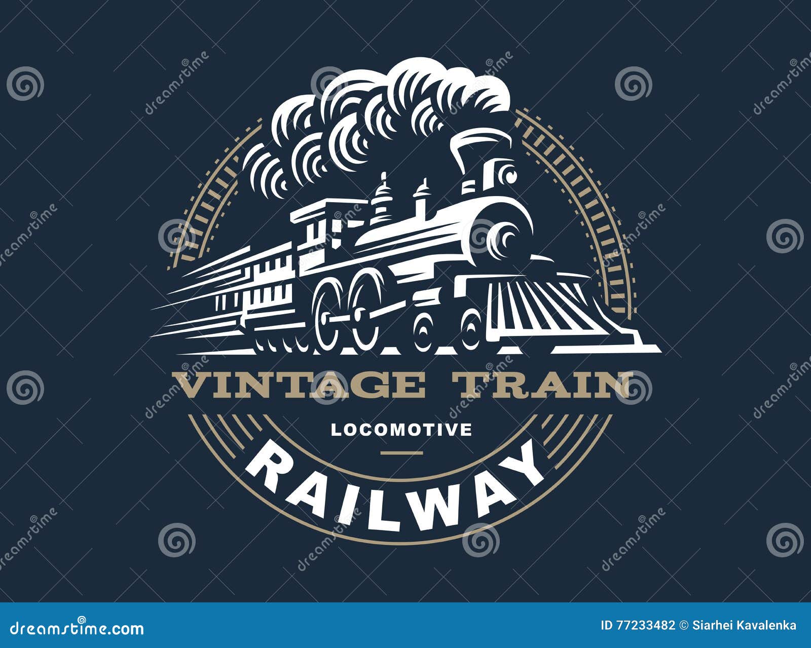 locomotive logo , vintage style emblem