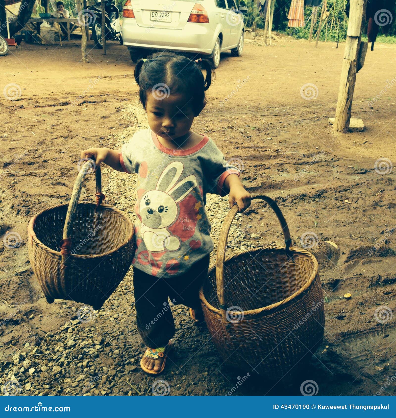 loei thailand august children working girls home 43470190
