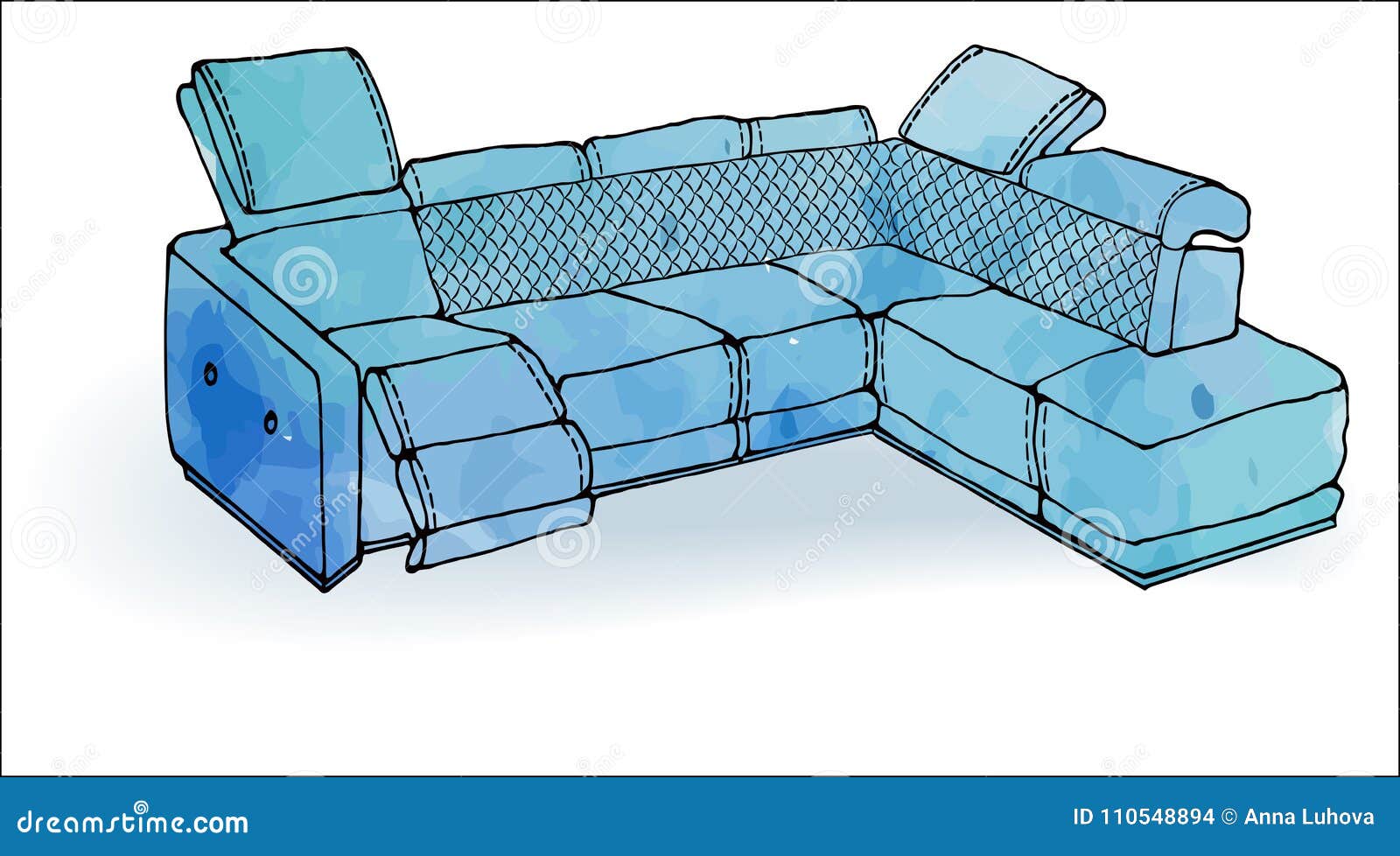 Loft Sofa Angular Modern Blue Stock Vector Illustration Of