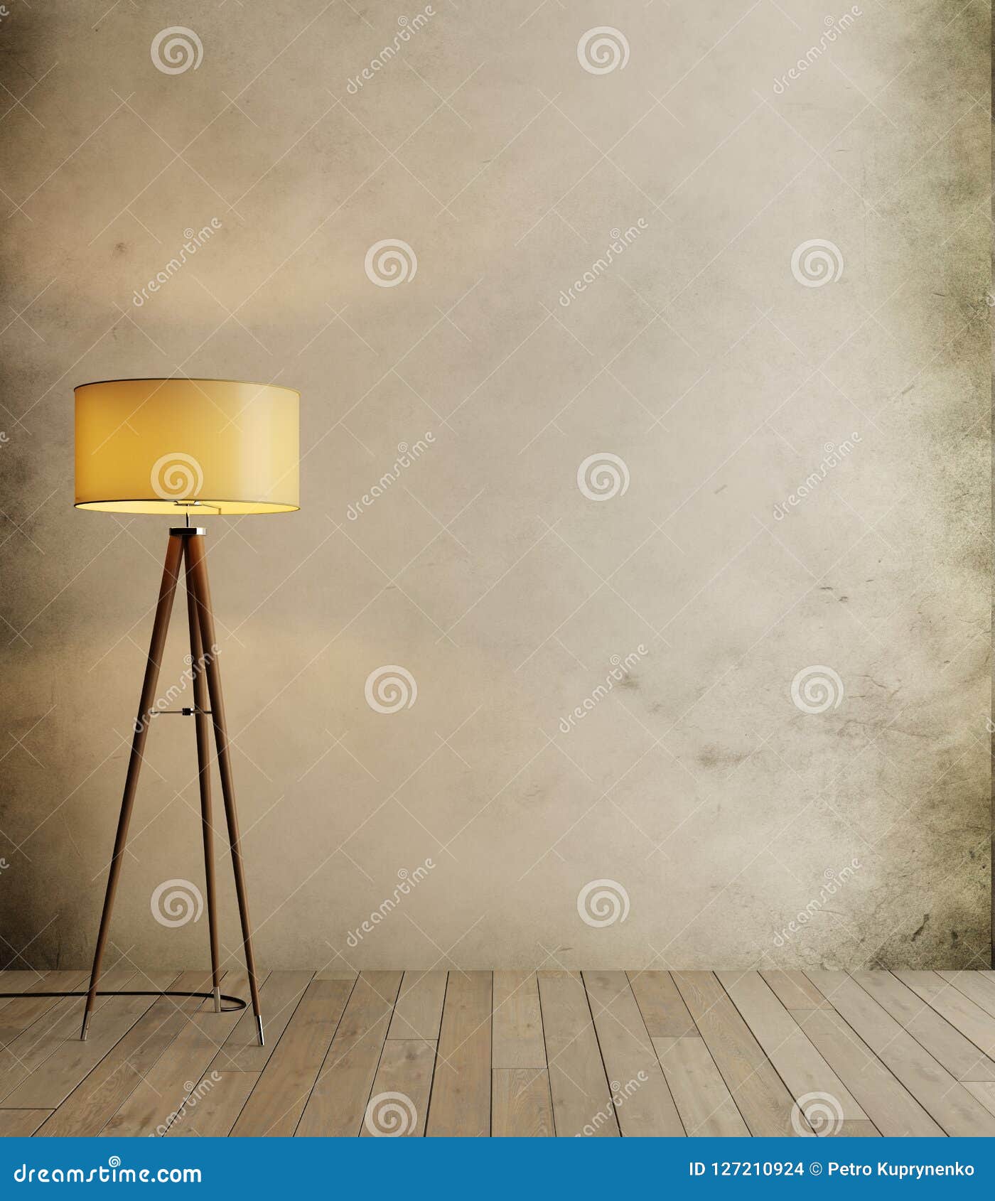 Loft And Vintage Interior Room Floor Lamp On Flooring And Rust