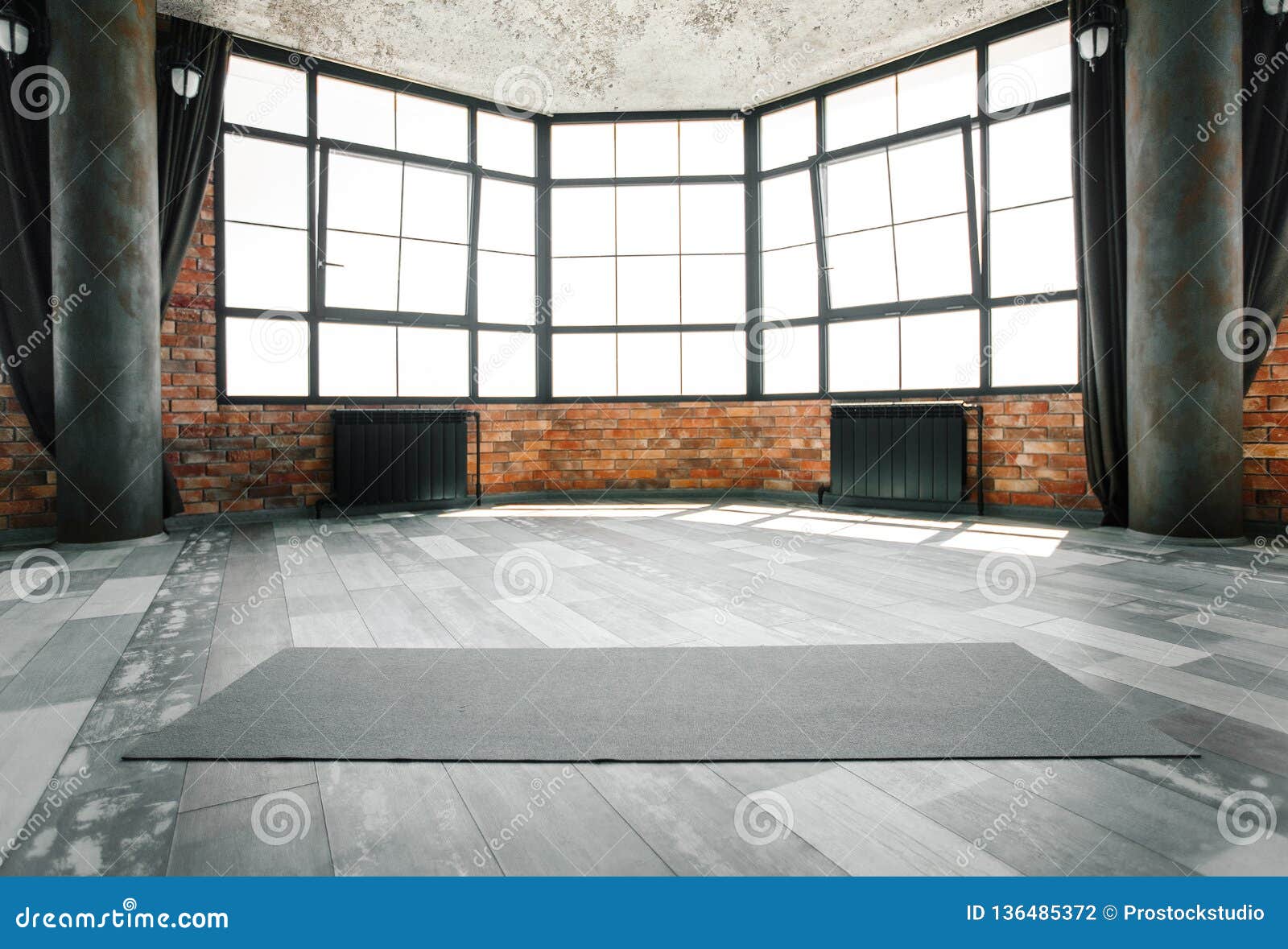 Loft Yoga Studio, Copy Space Stock Photo Image of hall, training