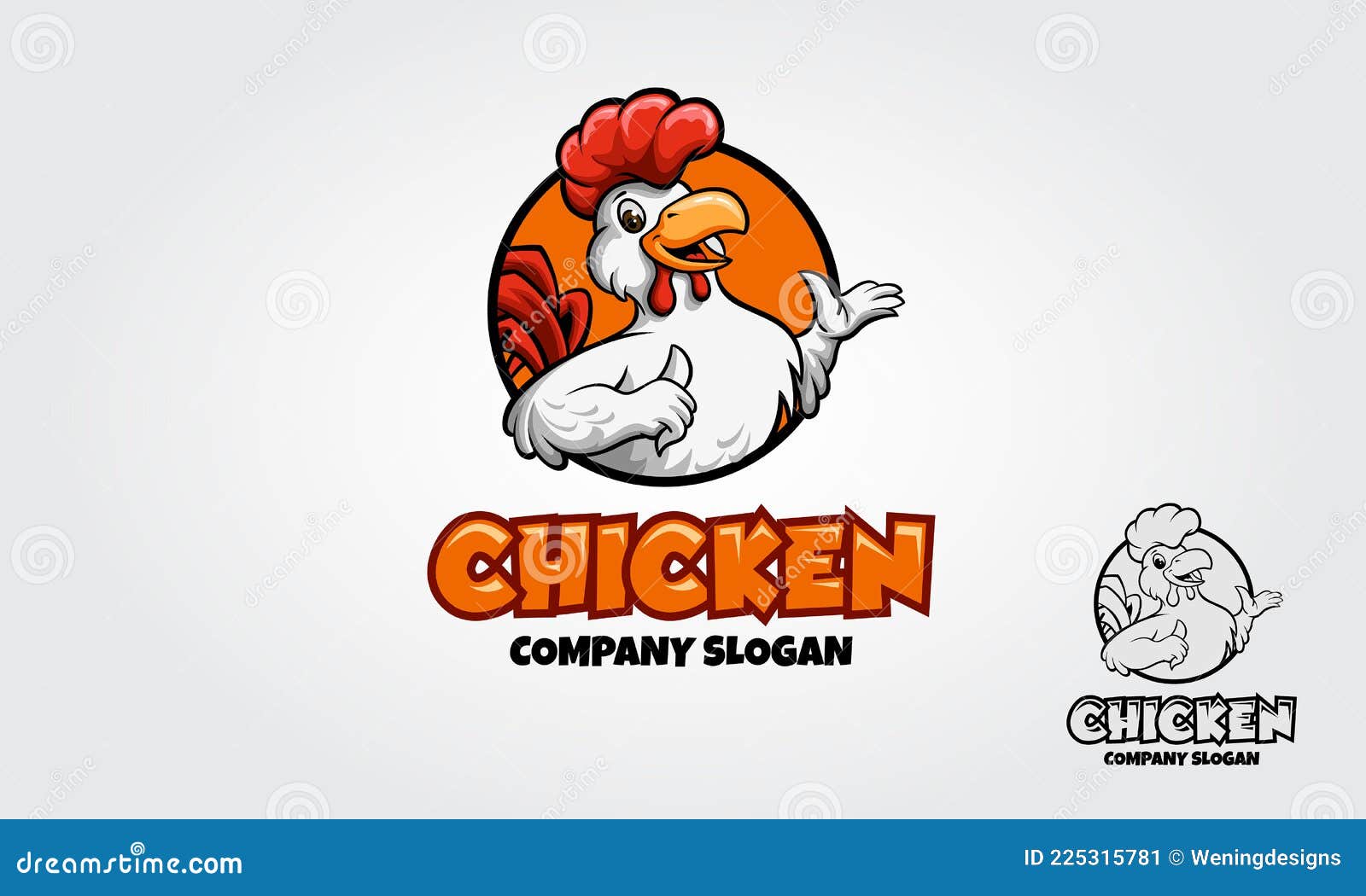 Modelo de logotipo de mascote de galinha de desenho animado