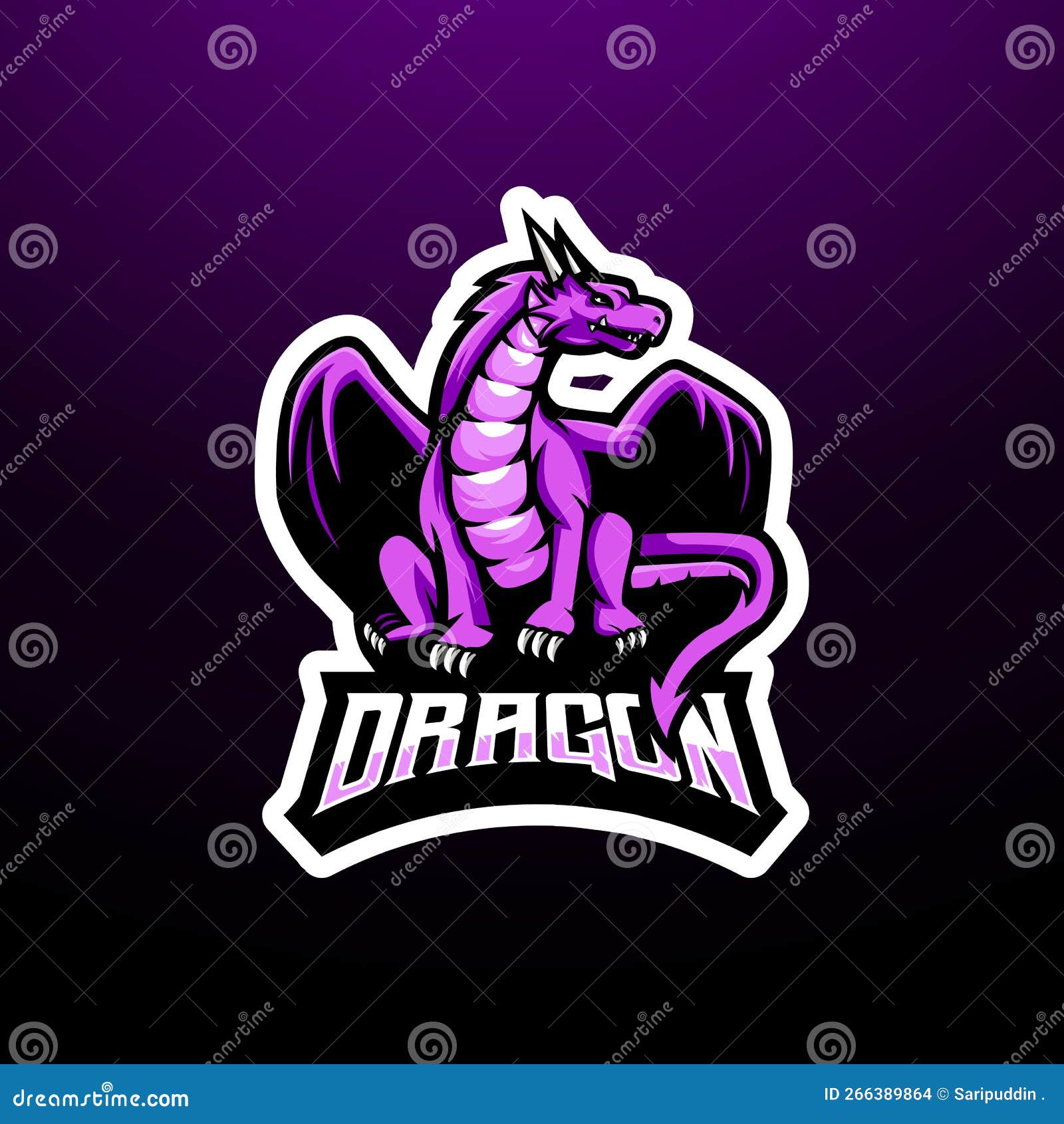 Modelo de design de logotipo de jogo mascote mosca dragão azul