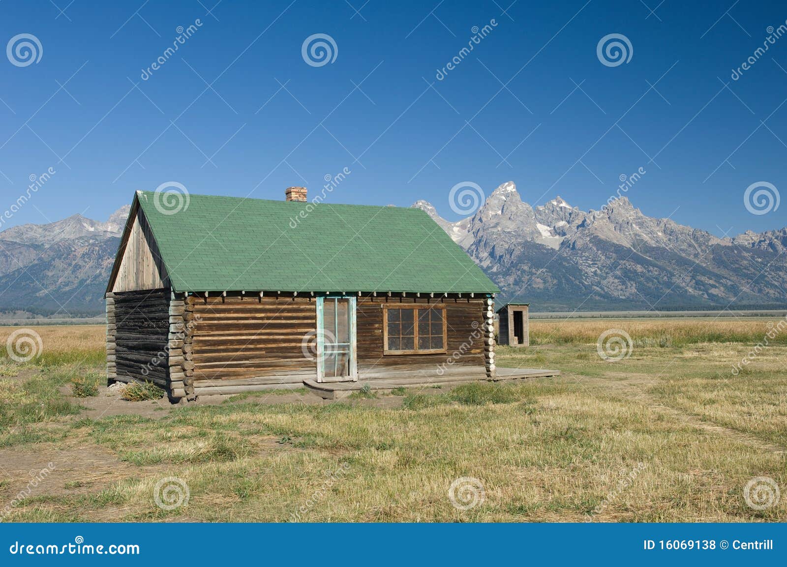 Log Cabin at the Grand Tetons Stock Photo Image of teton, mountain