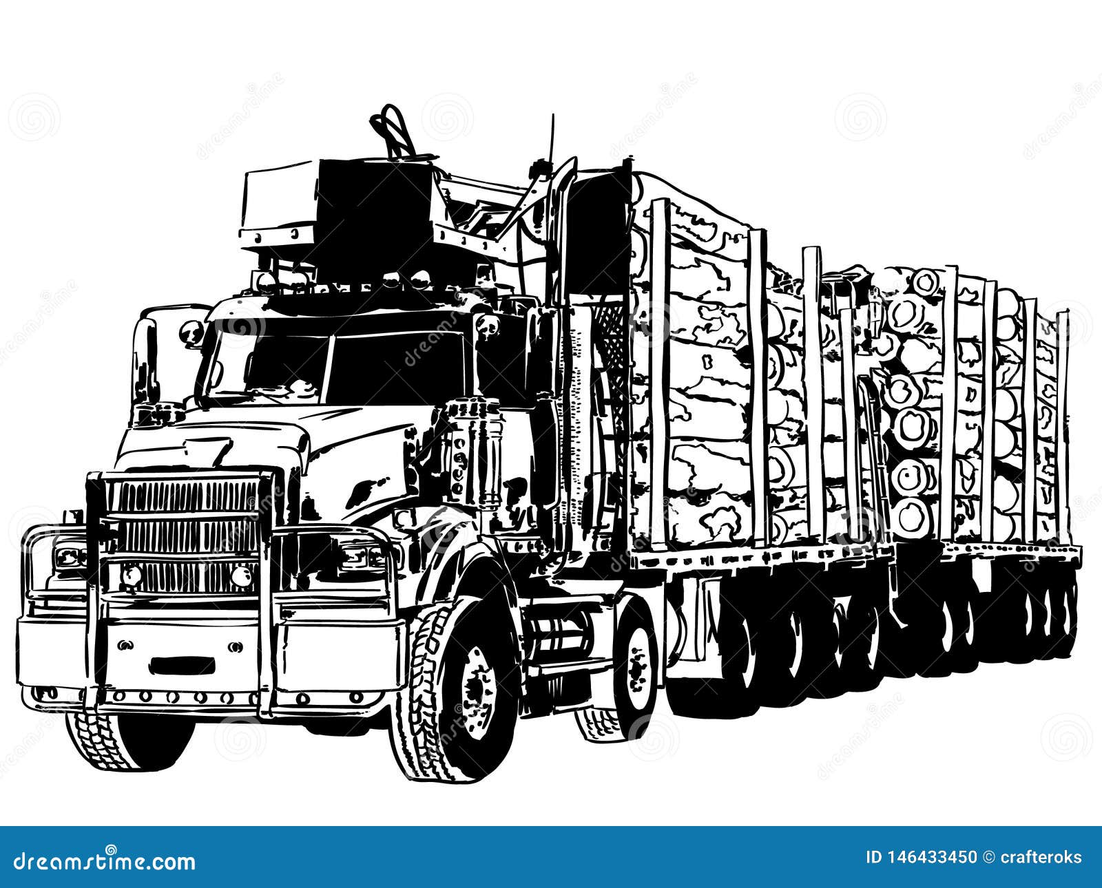 Log Carrier Truck Vector, Eps, Logo, Icon, Silhouette Illustration by