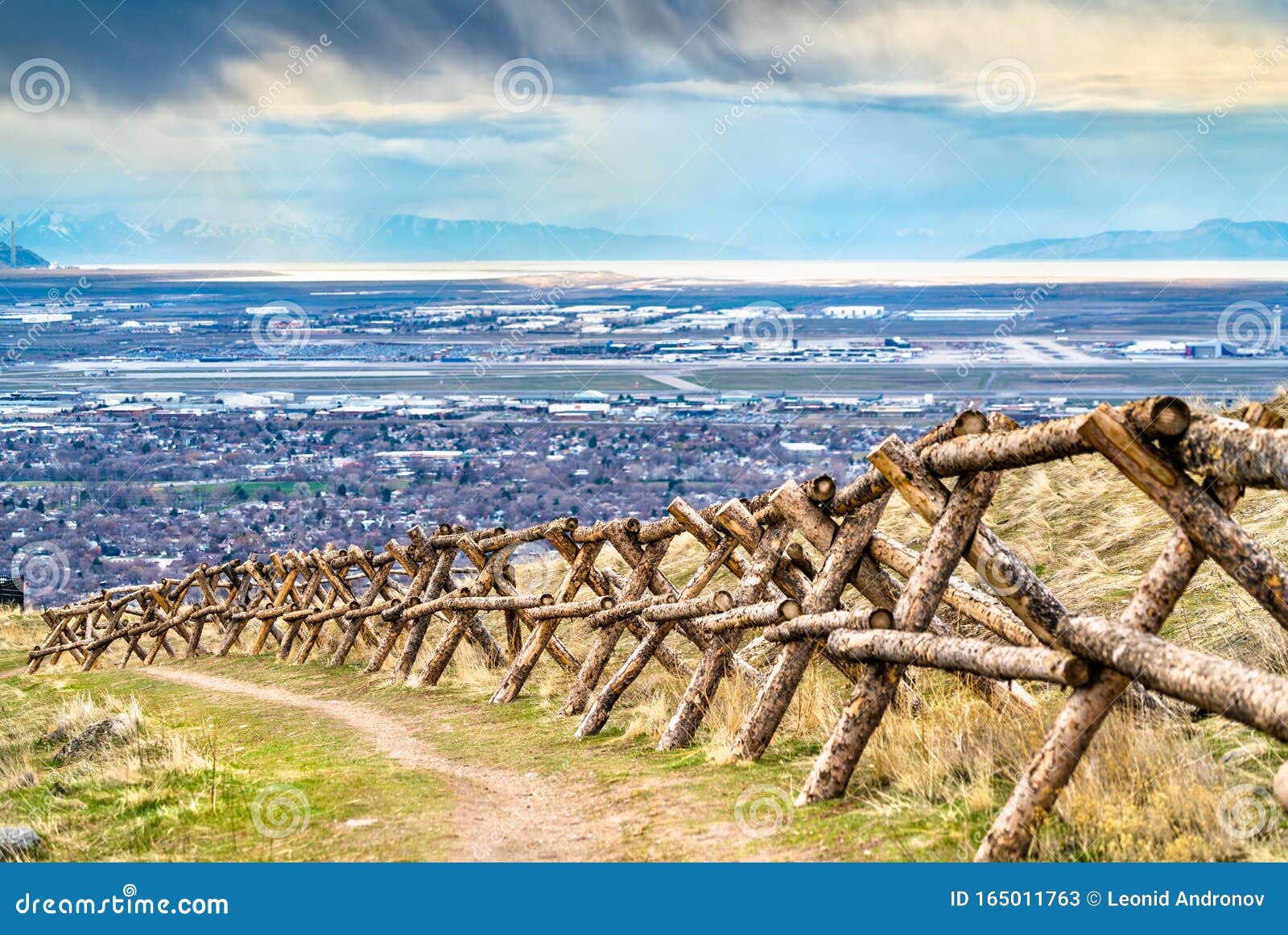 log fence at ensign peak in salt lake city, utah