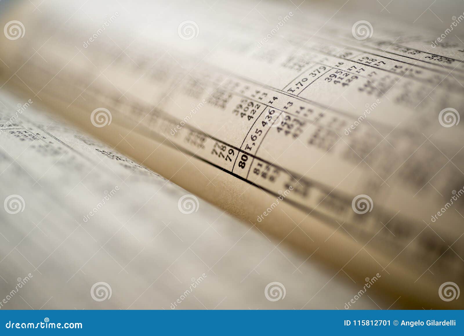 Logarithmic Calculation Table Book, Macro Photo Stock Image Image of