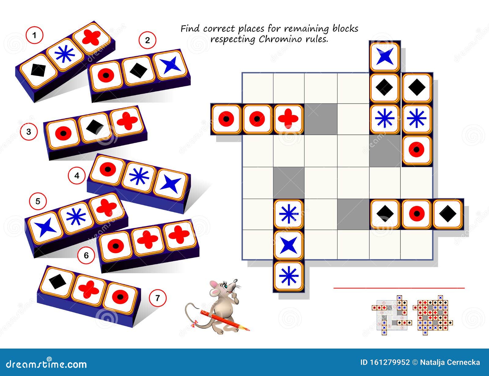 Logic Puzzle Game for Children and Adults. Find Correct Places for