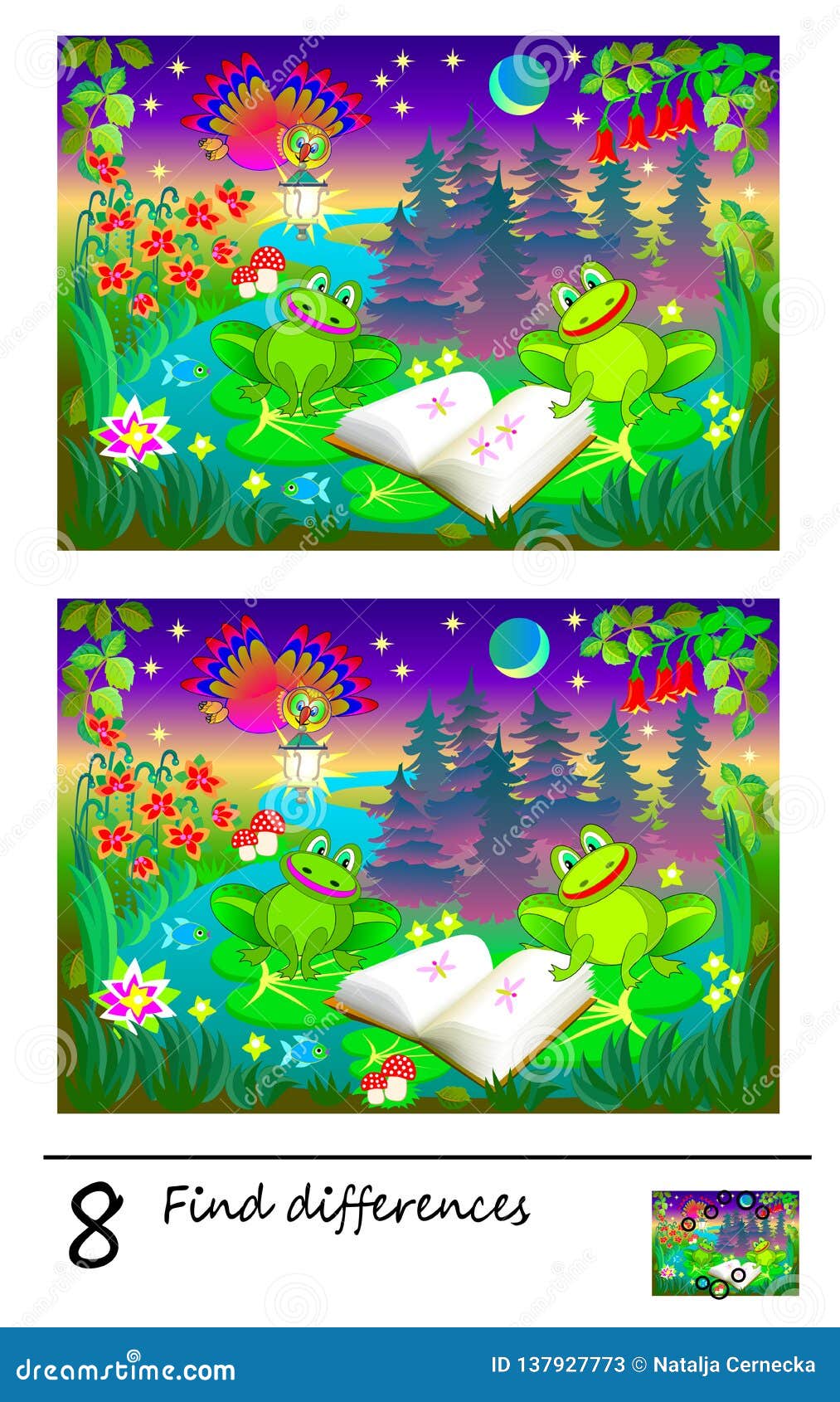 Find Differences Logic Puzzle Game Children Adults Printable Page