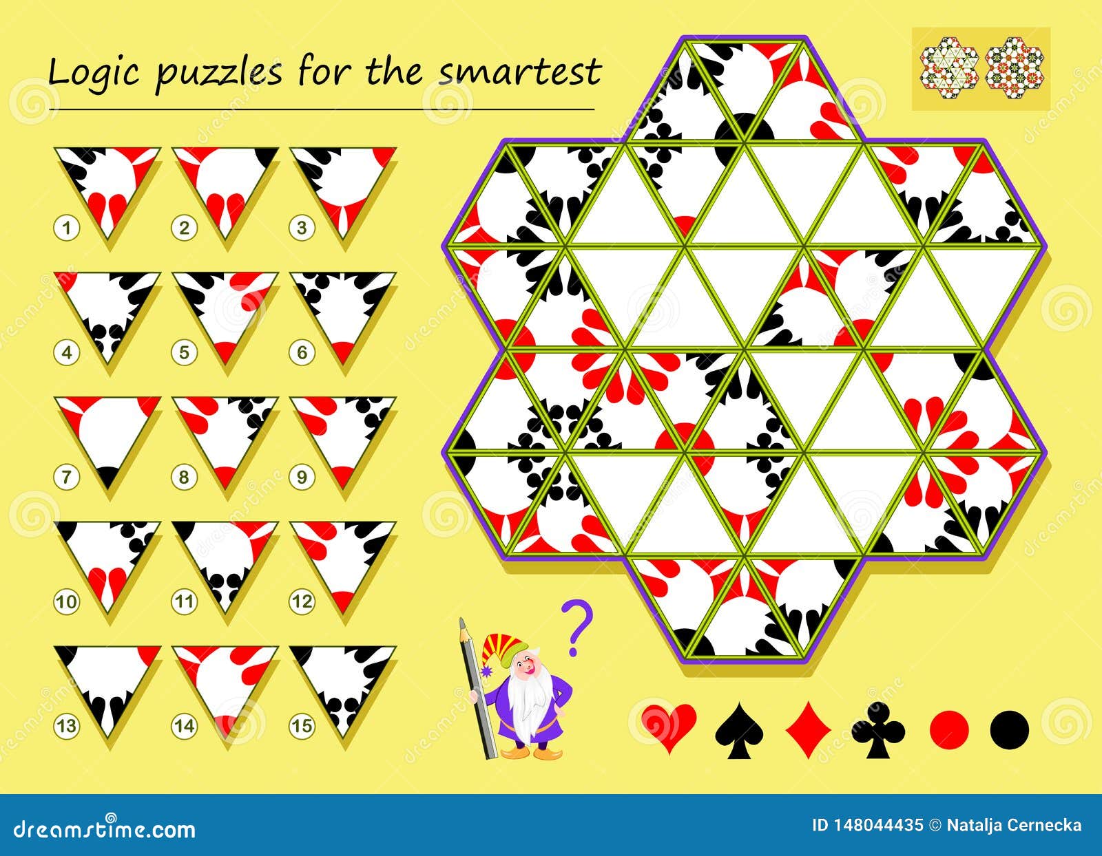 Logic triomino puzzle game for children Royalty Free Vector