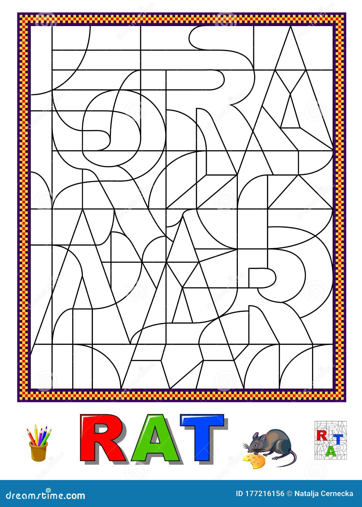 Logic Puzzle Game For Study English Or French Language With Maze Find Letters And Paint Them Read The Word Stock Vector Illustration Of Game Logic 177216156