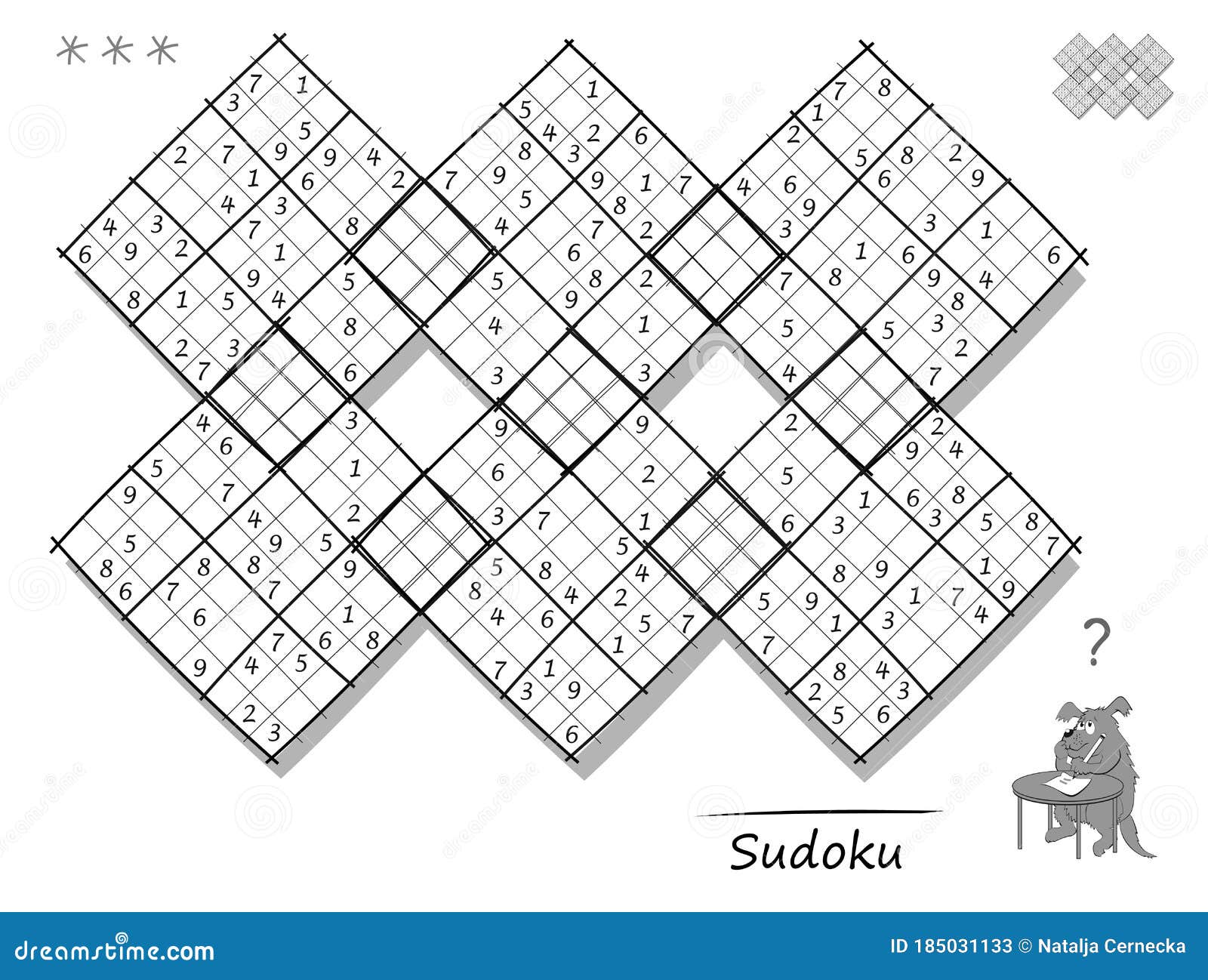 Logic Sudoku Diagonal Game For Children And Adults Big Puzzle With 6 Squares Difficult Level Printable Page For Kids Brain Stock Vector Illustration Of Mathematics Answer 185031133