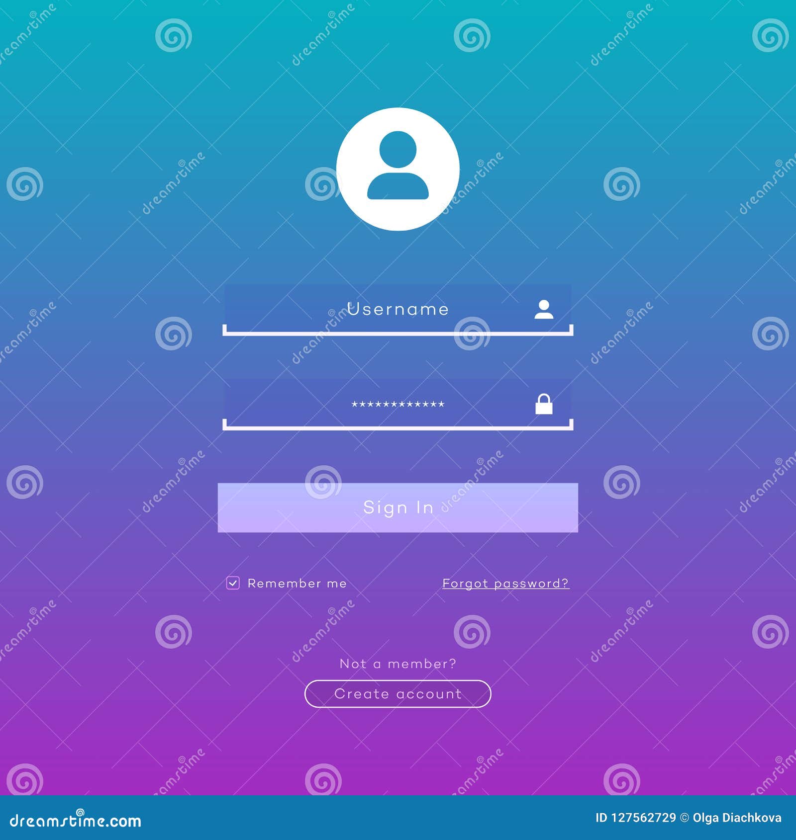 Login Form Page Template on Gradient Background Stock Vector ...