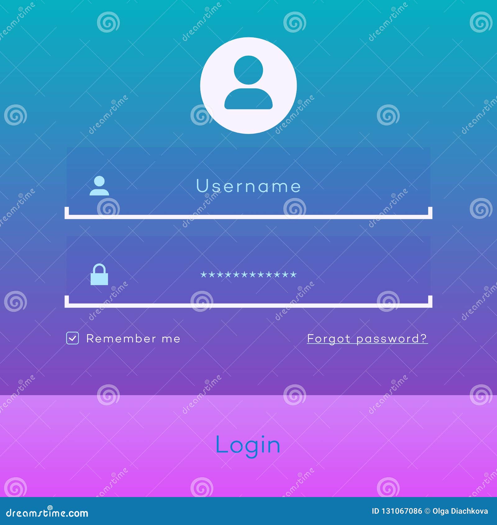Login Form Page Template on Modern Gradient Background Stock Vector ...