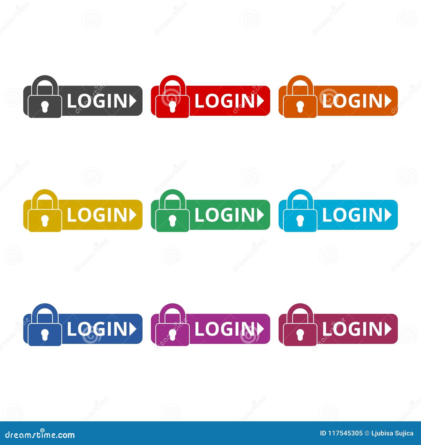 login icon, secure access button, color icons set