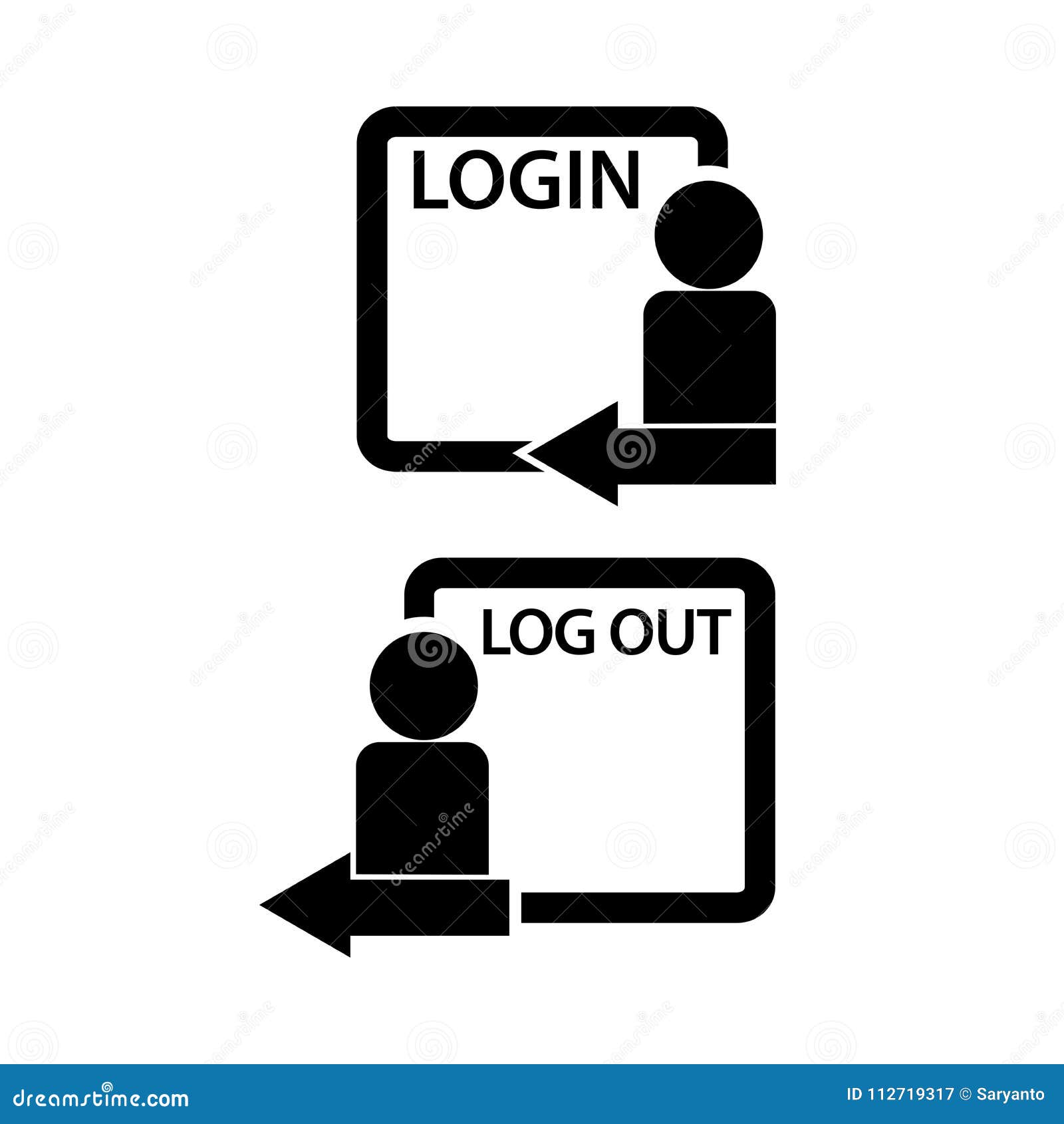 Login And Logout Icon With People And Arrow. Flat Design Stock Vector -  Illustration Of Mark, Business: 112719317