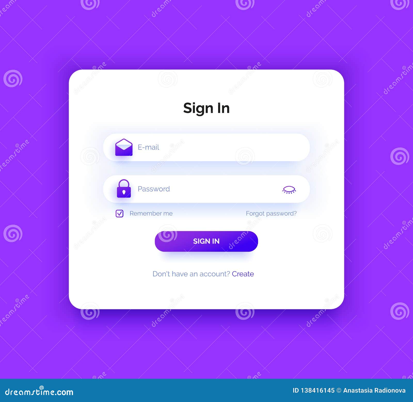 The Login Page. Purple Gradient. Sign in Form. Stock Vector - Illustration  of account, elements: 138416145