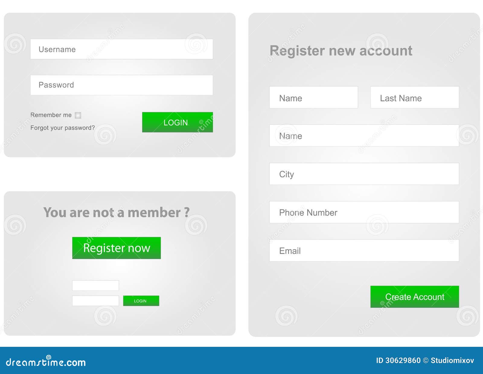 login and register web form