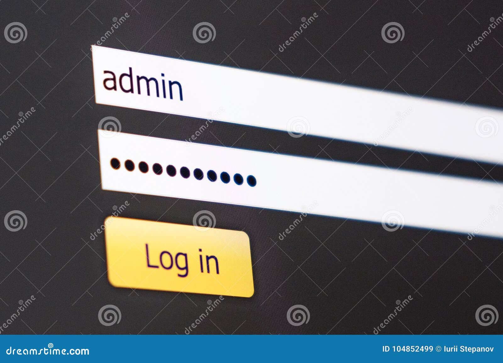 Login Screen. Username And Password On Computer Screen ...