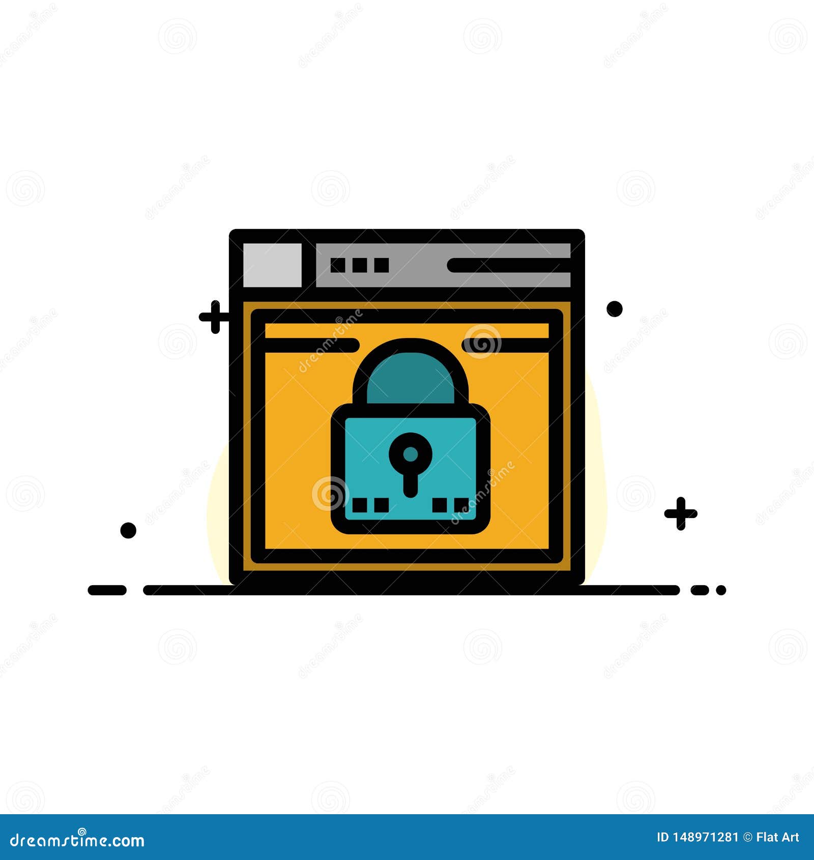 Login Secure Web Layout Password Lock Business Flat Line