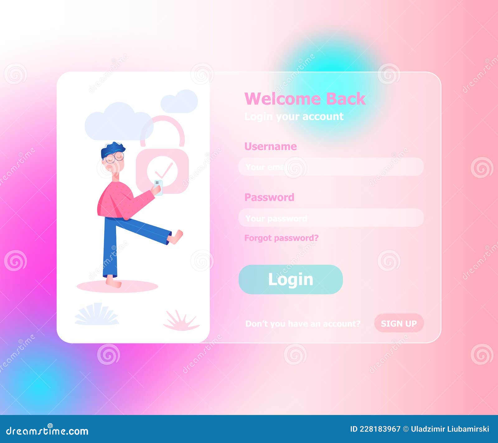 Login Ui Ux Design Concept And Illustration With Big Modern People, Privacy  Icons, Inputs, Forms. Vector Website User Stock Vector - Illustration Of  Vector, Button: 228183967