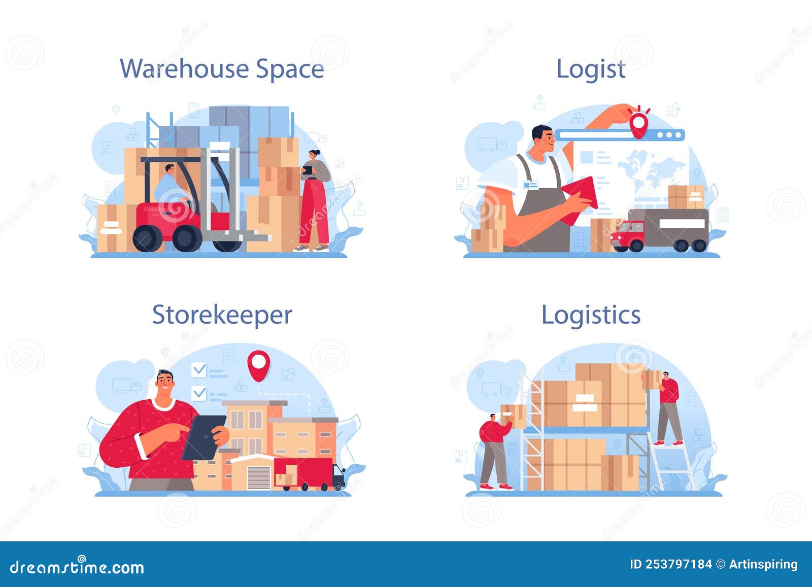 Logistic and Delivery Service Concept Set. Idea of Transportation Stock