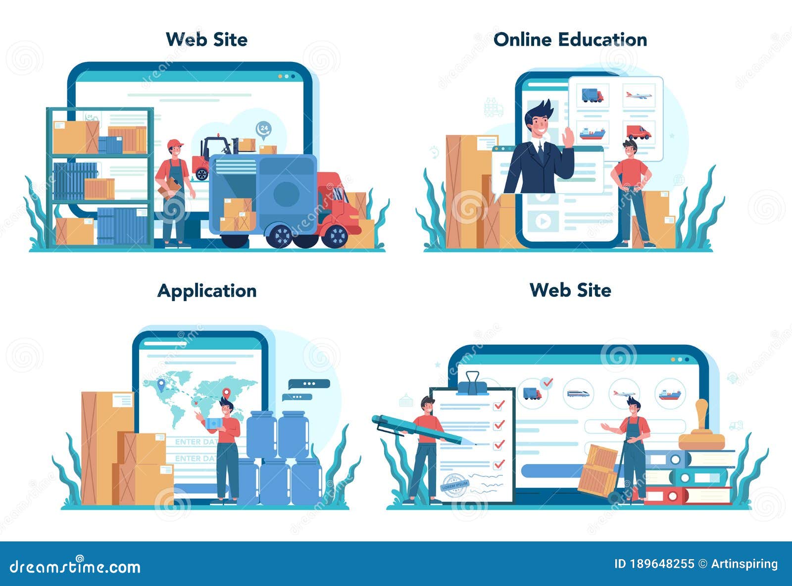 logistic and delivery service online service or platform set. idea of