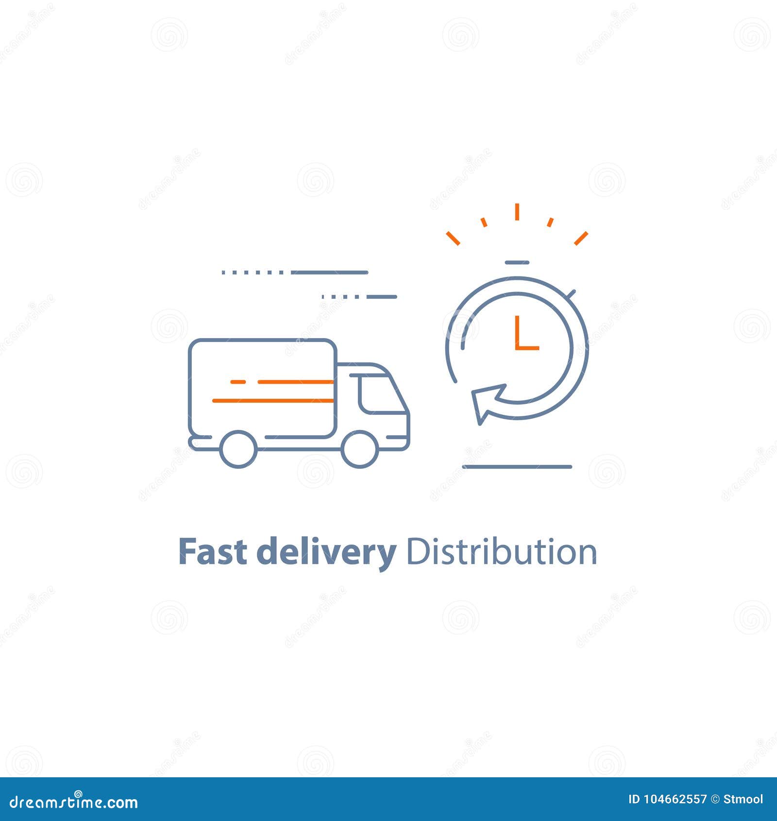 logistics company, waiting time period, fast delivery services,order delay, move truck, order express shipping,  line icon
