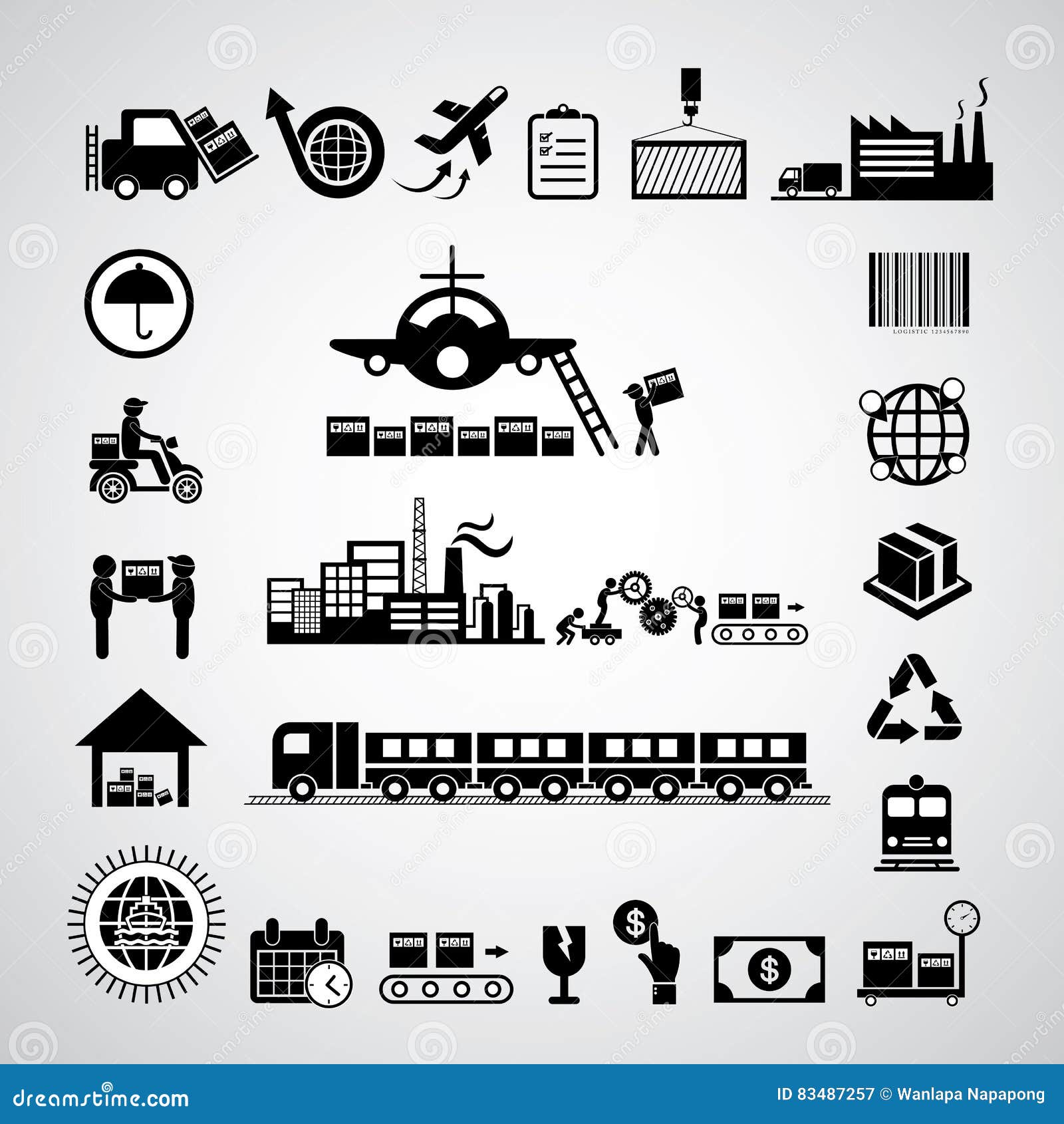 Download Logistics export icon set stock vector. Illustration of ...