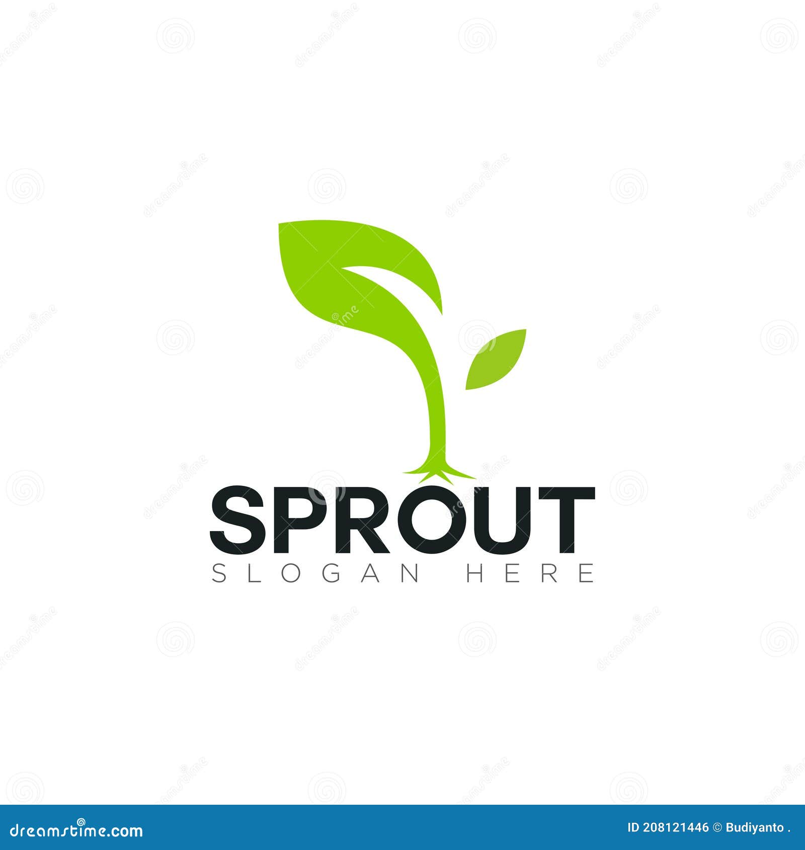 Simple Green Sprouts Logo Design Stock Vector Illustration of herb