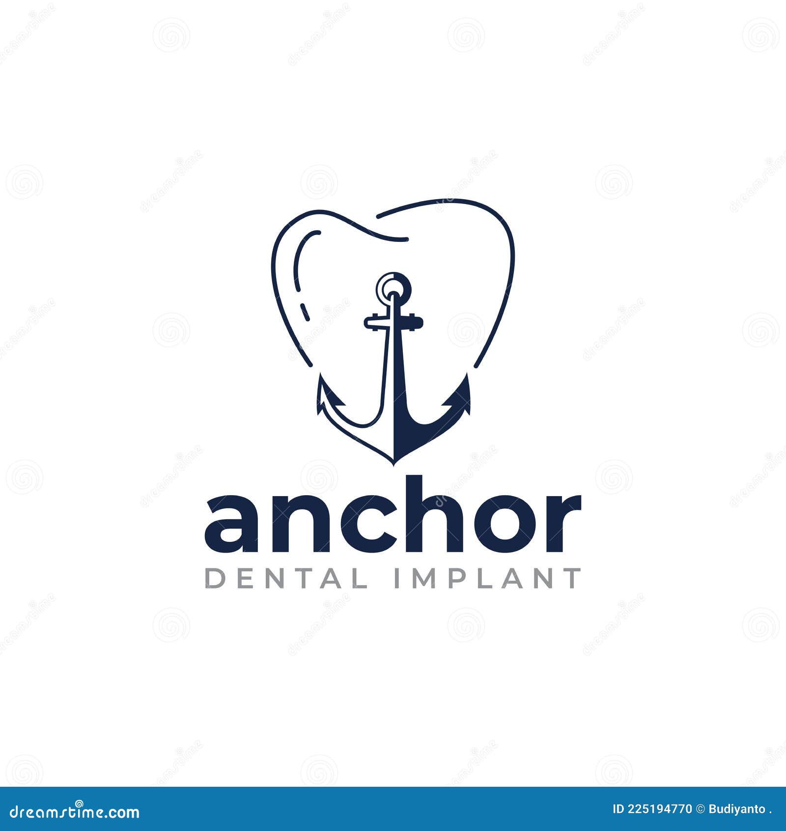 Anchor Dental Implant Logo, Modern Dentistry Office Vector Stock Vector